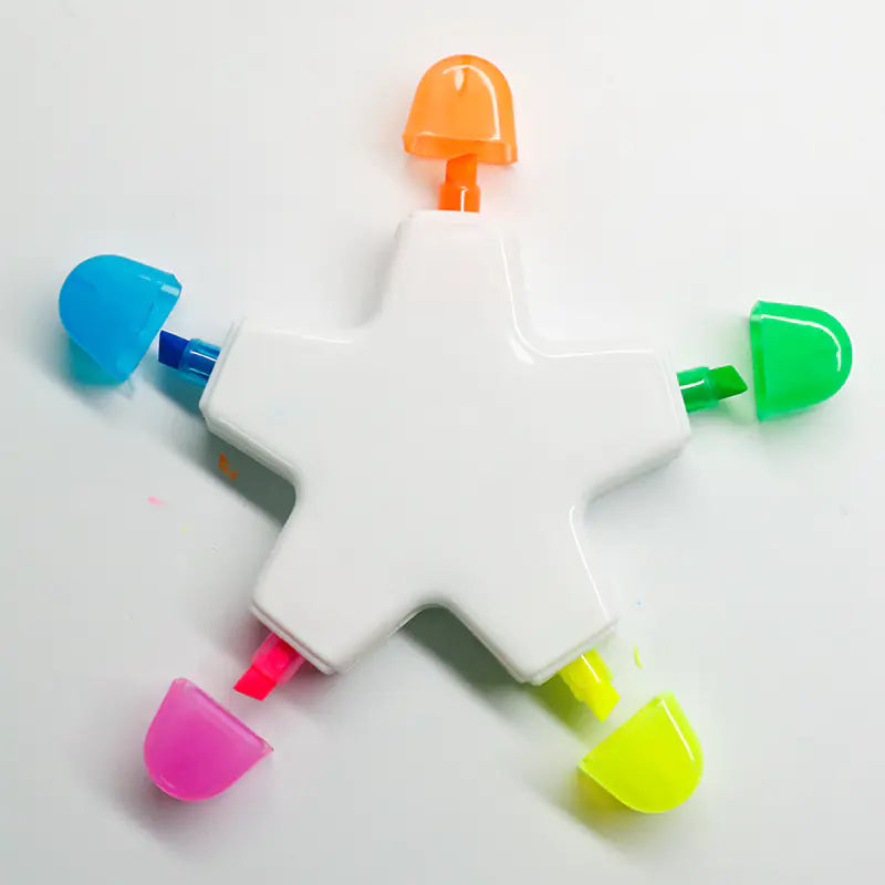 Star Shaped Highlighters - 5 Color Set for Students