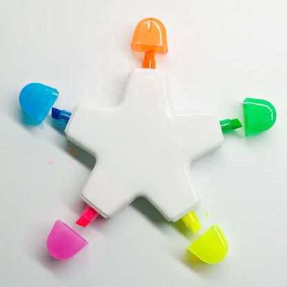 Star Shaped Highlighters - 5 Color Set for Students