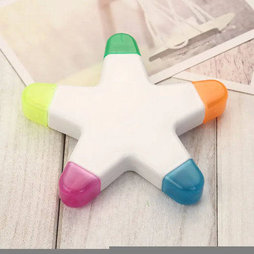 Star Shaped Highlighters - 5 Color Set for Students